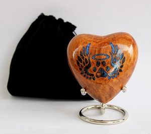 Classic Wooden Heart Shape <b>Memorial</b> Cremation <b>Keepsake</b> Urn Ash Holder Crafted With Fine Artistic Detailing Finish - Product Image 6
