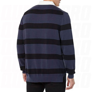 Custom High Quality Fashion Long Sleeve Polo <b>T</b> <b>Shirts</b> <b>Collar</b> Rugby Striped Polo <b>Shirt</b> for Men Sportswear Rugby Polo <b>Shirts</b> - Product Image 2