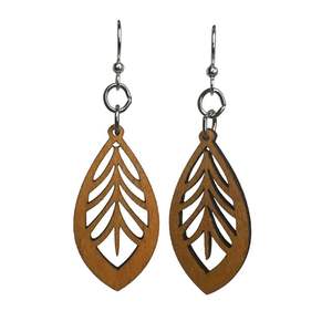 Boucles d'oreilles pendantes ajourées personnalisées en bois noir pour femme, bijoux de créateur pour tenues de soirée - Product Image 1