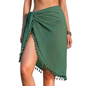 Pareo de playa para mujer con borlas, minifalda de verano para cubrir el traje de baño/bikini - Product Image 1
