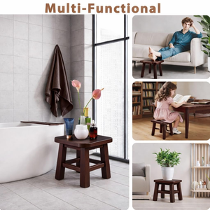 Taburete Cuadrado de Madera Maciza, Taburete Decorativo de Madera Hecho a Mano para Sala de Estar, Dormitorio, Decoración del Hogar y Muebles - Product Image 5