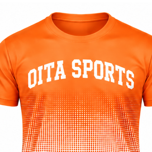 Bright Orange and <b>White</b> Gradient Sublimation T <b>Shirt</b> <b>Men</b> <b>Short</b> <b>Sleeve</b> Crew Neck Custom Printed Sports Training Performance - Product Image 3