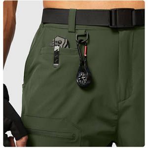 Pantalones cortos de senderismo estilo lona para hombre, ligeros, de secado rápido, diseño multifuncional, cintura elástica, para exteriores - Product Image 4