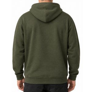 Sweat-shirt à capuche vert olive pour homme, imprimé, en coton, avec poche avant, coupe classique - Product Image 3
