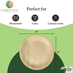 Piatto Rotondo Usa e Getta da 9 Pollici Realizzato in Foglia di Palma Naturale - Product Image 5