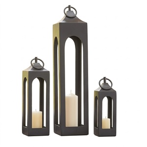 <b>Set</b> Of 2 Vintage Moroccan Style Metal Hanging <b>Lanterns</b> Candle Holders For Indoor Outdoor Garden & Wedding Decor On Sale - Product Image 4