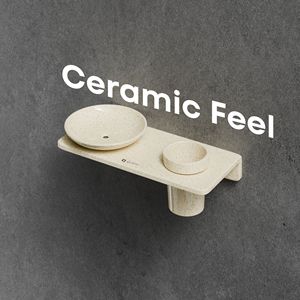 Jabonera y Portacepillos de Dientes de Cerámica con Diseño de Terrazo Beige, Montado en la Pared, Organizador de Baño, Estante de Almacenamiento - Product Image 3