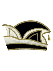Gorro de Carnaval de Príncipe con Adornos Plateados, Blanco y Negro, de la Mejor Calidad, Gorro de Fiesta de Terciopelo Bordado Formal para Carnaval y Festivales - Product Image 1