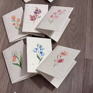 <b>Handmade</b> Plantable <b>Paper</b> Greeting Cards Set Floral Printed Artwork Designs Eco-Friendly Biodegradable Cards with Wildflower Card - Product Image 1