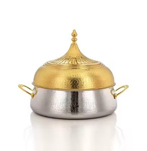 Hot Selling Stainless Steel Casserole Pot With Gold Lid Traditional Chinese Design Durable Metal Construction Round Shape - Product Image 4