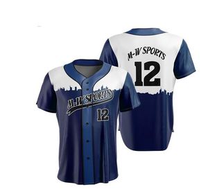 Maillot de baseball bleu ATW Sluggers pour homme, manches courtes, boutons intégraux, logo de l'équipe imprimé, 100 % polyester, coupe classique - Product Image 4