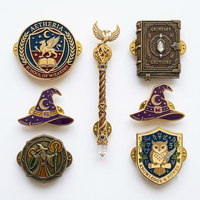 Aangepaste Magic Academy Emaille Pins Ha-rry School Badge Metal Reversspeld Po-tter Set Mythische Uil Griffin Toverboek Heksenhoed Broche