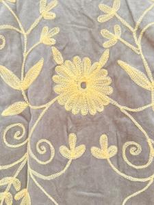 Suzani Brown Velour Floral Hand Embroidered Lightweight Short <b>Vest</b> Coat for <b>Women</b> Pullover Crew Neck Casual Boho Ethnic - Product Image 6