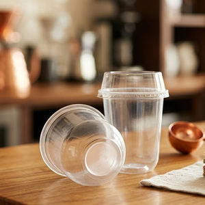 High Quality Disposable PP <b>Plastic</b> <b>Cups</b> 16/20/24oz Single Wall Style 95mm Lid Beverages Juice Smoothie Boba - Product Image 1