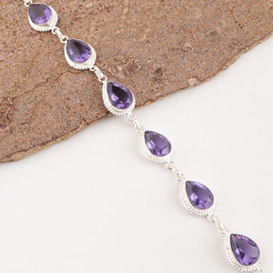 Pulseras de Iolita con Plata de Ley 925, Corte en Forma de Pera, Elegantes con Engaste de Bisel, Cadena de Moda para Mujer - Product Image 3