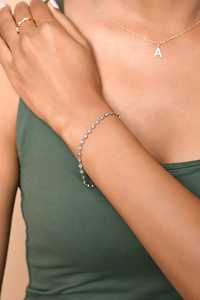 กำไลข้อมือเพชรทรงกลมแบบฝังขอบ ขนาด 6.5 นิ้ว สายแบบเรียบง่าย สวมใส่ได้ทุกวัน เครื่องประดับมินิมอล ทองคำแท้ 14K 18K - Product Image 4