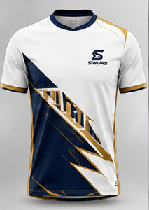 เสื้อฟุตบอลสั่งทำพิเศษ แขนสั้น คอวี แห้งเร็ว เสื้อแข่งขัน พิมพ์ชื่อทีม ชื่อผู้เล่น - Product Image 1