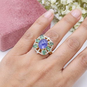 Wholesale 925 Sterling Silver Designer <b>Cocktail</b> <b>Ring</b> for Women Natural Kyanite Emerald Diamond Gemstones | IGI Certified Wedding - Product Image 3