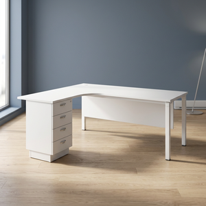 Mesa de Conferencia Extensible en Forma de L con Pedestal 4D, Laminado de Melamina, Diseño Moderno, Uso Comercial, Muebles de Oficina para el Hogar - Product Image 2