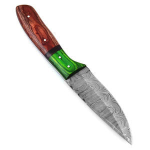 Couteau de chasse à lame fixe en acier Damas, avec fourreau en bois, pour le camping, la survie, la chasse en plein air, couteau tranchant - Product Image 1