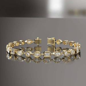 Pulsera de tenis de plata de ley con piedras de corte mixto, joyería fina de lujo, cadena de mano para mujer - Product Image 6