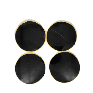 Posavasos de turmalina negra de alta calidad en oferta, posavasos redondos de piedra de cristal para bebidas de mesa con soporte para café para el hogar - Product Image 6