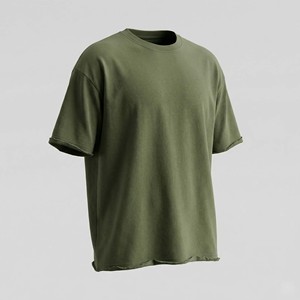 Camiseta Oversize para Hombre con Logo Personalizado al por Mayor, 100% Algodón, Corte Holgado, Hombro Caído, Bajo sin Rematar, Estilo Urbano, Camiseta Lisa - Product Image 1