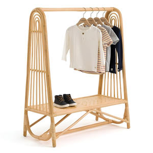 ราวแขวนเสื้อผ้าแบบตั้งพื้น วัสดุหวาย ตู้เสื้อผ้าแบบเปิด สำหรับจัดเก็บเสื้อผ้าเด็ก - Product Image 5