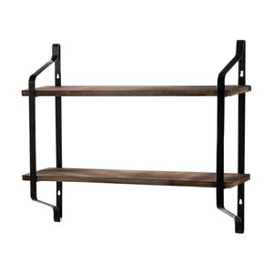 Mensole Galleggianti in Legno a 2 Livelli YS, Design Industriale da Parete per Soggiorno, Camera da Letto, Cucina, Ingresso, Bagno - Product Image 4