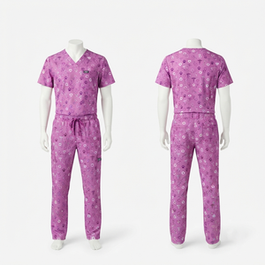 Ensemble de blouses médicales imprimées pour hommes, tissu polycoton premium 180 GSM, rose, impression médicale, broderie personnalisée, logo imprimé, uniforme - Product Image 1