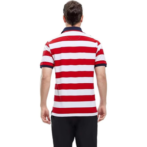 Camiseta de Rugby a Rayas para Hombre OEM |   Piqué de Algodón |   Rojo Blanco Marino |   Estilo Preppy |   Fabricante de Marca Privada en Pakistán - Product Image 3