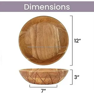 Frutero de madera de mango de un solo nivel de alta calidad en estilo rústico, ideal para almacenamiento de cocina, decoración de bodas, diseños OEM/ODM - Product Image 4