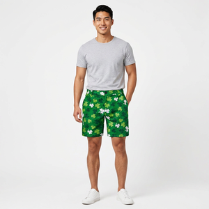 Shorts de Baño para Hombre con Estampado de Trébol Verde, Secado Rápido, Satinados, Casuales, Cintura Media, Cierre de Botones - Product Image 3