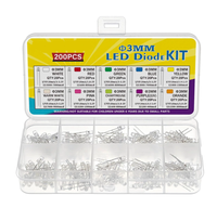 Lot de 100 à 200 diodes électroluminescentes transparentes de 3 mm - Blanc, Rouge, Orange, Jaune, Vert, Bleu, Violet, Rose, en 10 couleurs