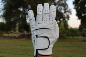Guantes de Golf de Cuero Genuino Blanco al por Mayor, para Mano Izquierda, Transpirables, Antideslizantes, con Cierre de Velcro para Hombre - Product Image 4