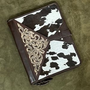 Nouvelle arrivée : Porte-documents en cuir de vachette fait main avec motif floral, étui à documents de qualité supérieure, couverture de classeur professionnel - Product Image 2