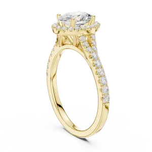 Anillo de halo con diamante ovalado creado en laboratorio, banda unisex de oro macizo, anillo de lujo para compromiso, boda o aniversario, para hombres y mujeres - Product Image 2