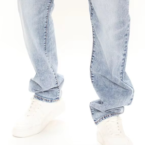 Wholesale Cheap Price Men's Denim <b>Jeans</b> Pure Knitted Cotton Made <b>Button</b> Closure Stacked Design <b>Jean</b> Pant For Male - Product Image 5