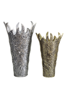 Macetero Moderno de Metal Plateado con Baño de Oro, Florero Escultural con Borde Texturizado, Decoración Artística para Mesa, Estilo Contemporáneo para el Hogar - Product Image 2
