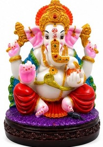 Hand Painted Resin Lord Ganesha Sculpture Hindu God Figurine <b>Elephant</b> Head Statue for Home <b>Decor</b> - Product Image 4