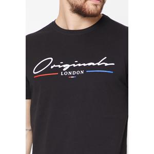 T-shirt girocollo a maniche corte con stampa frontale nera da uomo