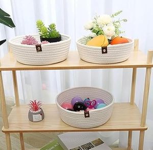 Customised Hot Selling Hand-Woven Cotton Rope Storage Basket for Book and Sundry Desktop Organizer Bin For Multiwork - Product Image 1