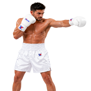 Shorts de boxe professionnels personnalisés en satin 100 % polyester, séchage rapide, respirants et légers pour l'entraînement de boxe - Product Image 6