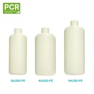 200ml 250ml 300ml PCRHDPEホワイトミルキーグリーンボストンラウンドプラスチックエンプティボトル環境にやさしい (NA-PEシリーズ)