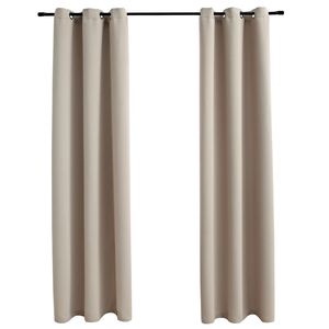 2 pezzi Beige 37 "x 95" tende oscuranti in tessuto con anelli Beige Beige mantovane e tende - Product Image 1