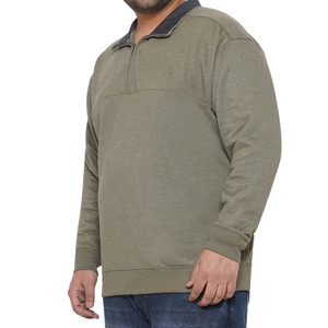 Sudadera Casual de Hombre Tallas Grandes, Tejida a Cuadros, Ajuste Regular, Spandex/Poliéster, Verde Oliva Oscuro, Media Cremallera, ODM - Product Image 5