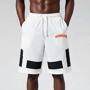 Printed Logo Heavy Weight Solid Color Raw Hem Breathable Wholesale 100% Cotton Men Gym Running Jogging Shorts - Product Image 4