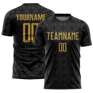 Maillot de football personnalisé de qualité supérieure, noir et or vieilli, à motifs géométriques, par sublimation, vente en gros directe pour les professionnels - Product Image 1