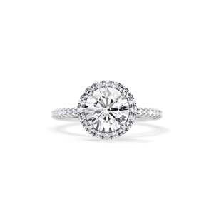 Anillo de compromiso con diamante de talla brillante redonda, engaste de púas chapado, banda floral para mujer, certificado IGI - Product Image 1