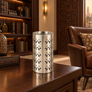 Silver Cylindrical Bakhoor Burner Stainless Steel Arabic Incense Holder Perforated Burner Islamic Home Majlis Decor Luxury <b>Gifts</b> - Product Image 4